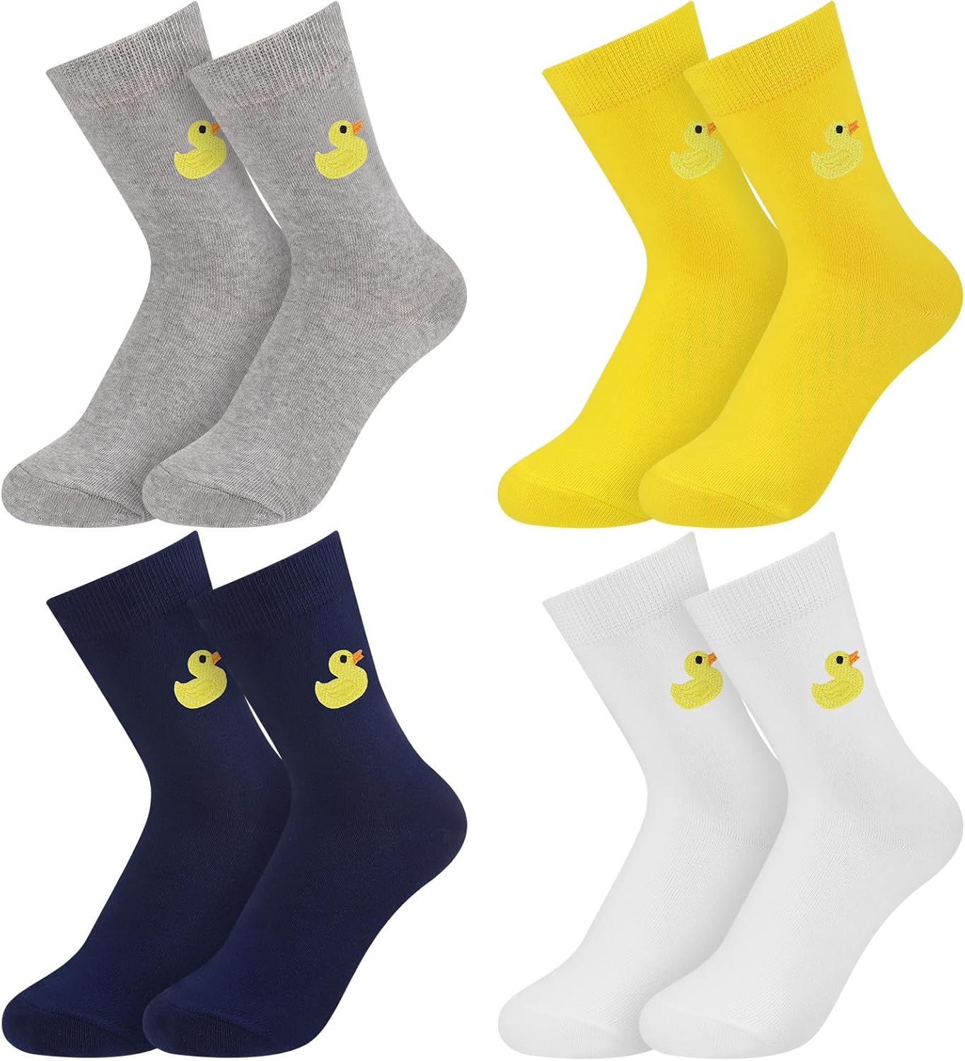 4 Pares Calcetines Pato Amarillo para Mujer