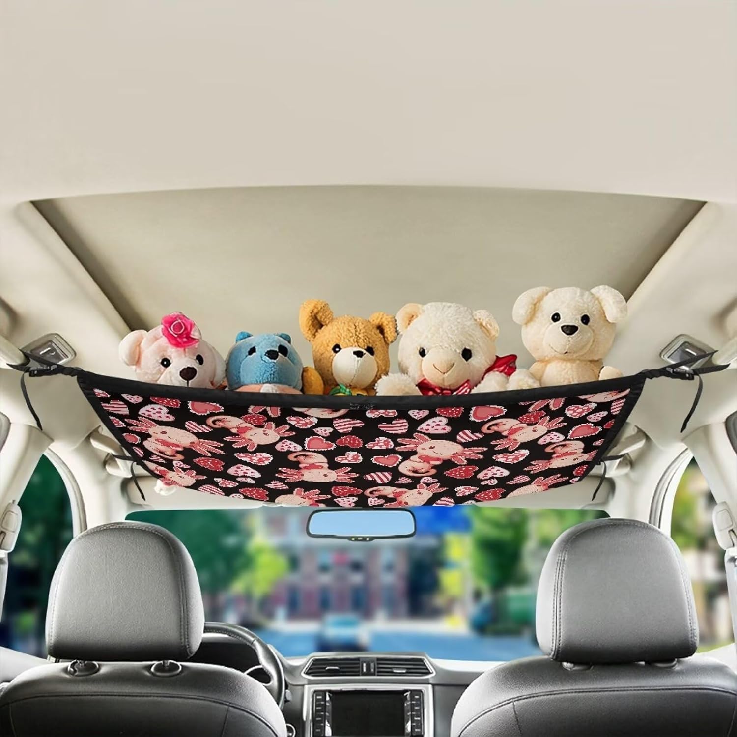 Tupalatus Love Monster Cargo Net for Car Ceiling 31"x24" Universal Durable Adjustable Droop Less Storage Organizer Truck SUV Travel Long Road Trip Camping Interior Accessories