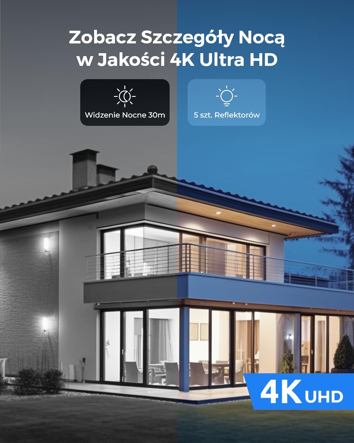 Reolink 4K PoE System Bezpieczeństwa z 5-krotnym Zoomem Optycznym, Reflektorami z Kolorową Noktowizją, 8CH NVR z 2TB HDD, Wykrywaniem Osób/Pojazdów/Zwierząt, Dwukierunkowym Dźwiękiem, IP67, RLK8-811B4