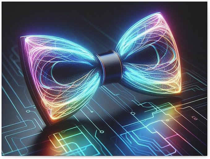 Holographic Bow Tie Matte Canvas Wall Art - 24 * 18 inch, Made in USA