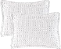 Vista 71 de PHF Fundas de almohada con tejido de gofre de 24" x 24", paquete de 2, funda de almohada cuadrada 100% algodón para decoración de ropa de cama, sin