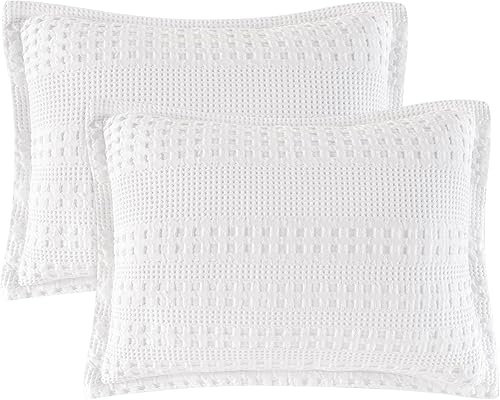 Miniatura 72 de PHF - Fundas de almohada 100% algodón con tejido gofre europeo, 26 x 26 pulgadas, 2 unidades para decoración elegante del hogar, sin relleno