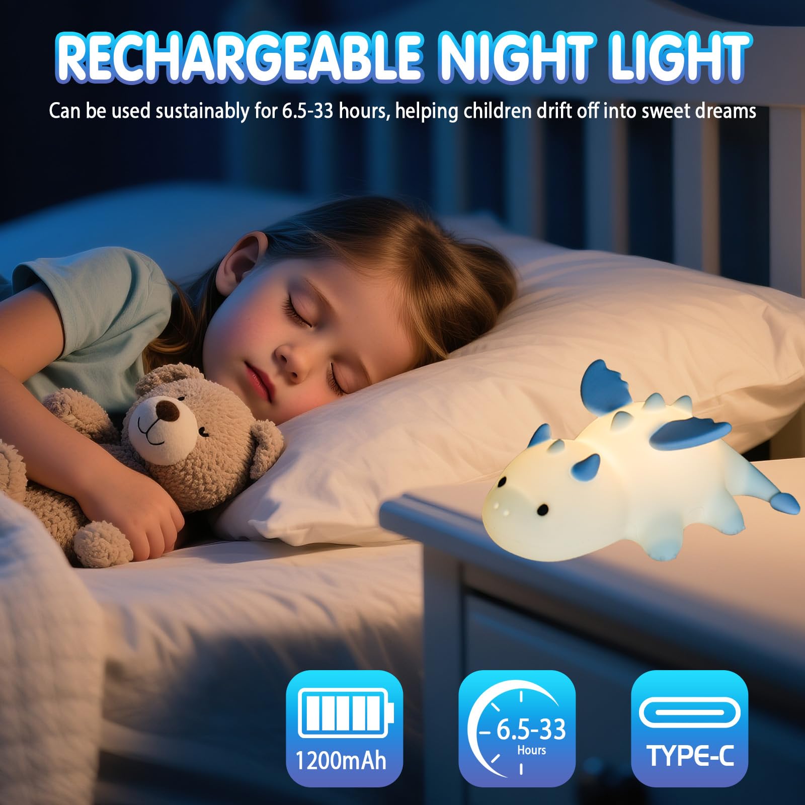 Luce Notturna Anatra In Silicone Per Bambini – Touch Dimmer 3 Livelli, Batteria 1200 MAh, Portatile, Timer, Per Cameretta E Campeggio