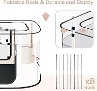 Vista 7 de Corralito para perros con almohadilla impermeable, jaulas portátiles para perros medianos, jaulas para perros de malla transpirable plegable, casa