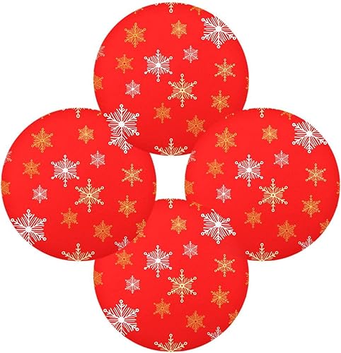 Miniatura 2 de Placemats Set of 6 Gold White Snowflake Round Table Mats for Kitchen and Dining Washable Place Mats Heat Resistant Table Decoration 15.4 inch