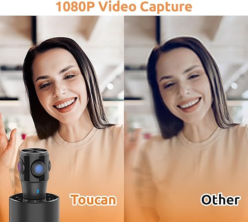 Miniatura 9 de TOUCAN Cámara web 1080P con micrófono, cámara de transmisión FHD con 1080P60fps, protección de privacidad, cámara web ultra compacta Plug Play con