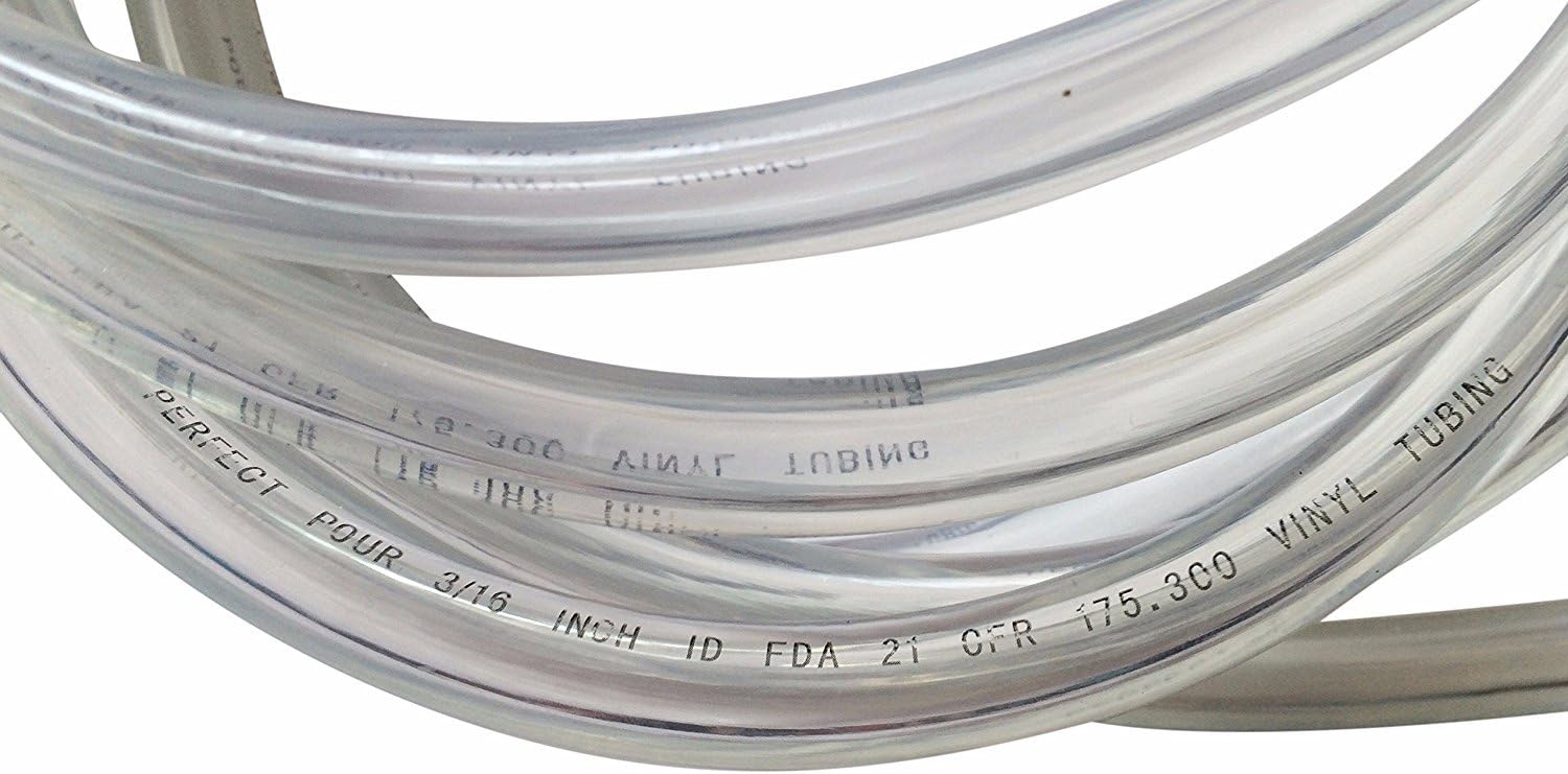50 Feet - 3/16" ID 7/16" OD Clear Vinyl Tubing Food Grade Multipurpose Tube for Beer Line, Kegerator, Wine Making, Airline Tubing for Aquarium, Air Water Hose, Fuel Line by Proper Pour