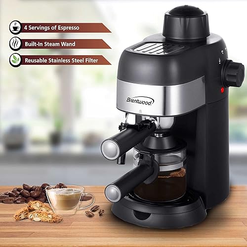 Miniatura 2 de Brentwood GA-134BK GA-134BK - Máquina para café expreso y capuchino de 800 W, color negro