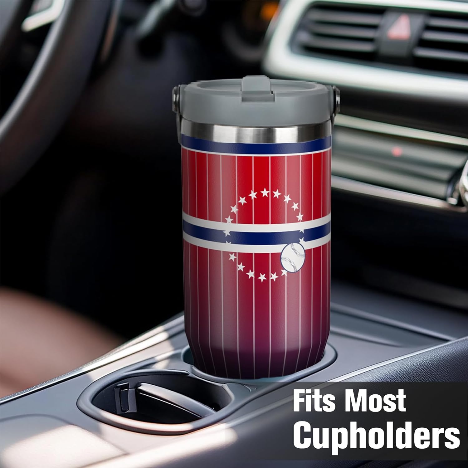 30oz Boston Tumbler with Handle and Straw, Boston Gifts for Men, Stainless Steel Vacuum Insulated Flip Straw Spill Proof Travel Mug Cup (1 Piece) - Image 5