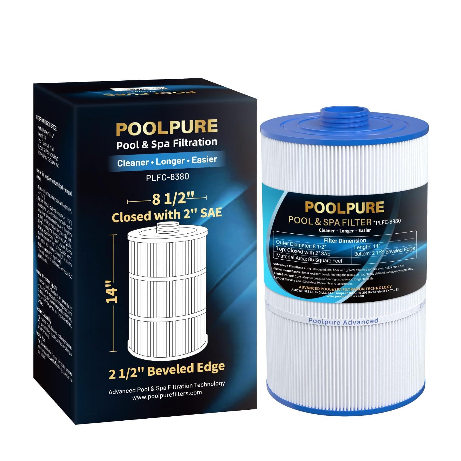 Filtro Sundance 6540-501 POOLPURE de 85 pies cuadrados para cartucho PSD85-2002 Unicel C-8380