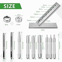 Vista 2 de Kit de herramientas de punzonado, 11 piezas, cierre a presión de cuero, ajuste de remaches, herramientas de troqueles para perforar e instalar botón