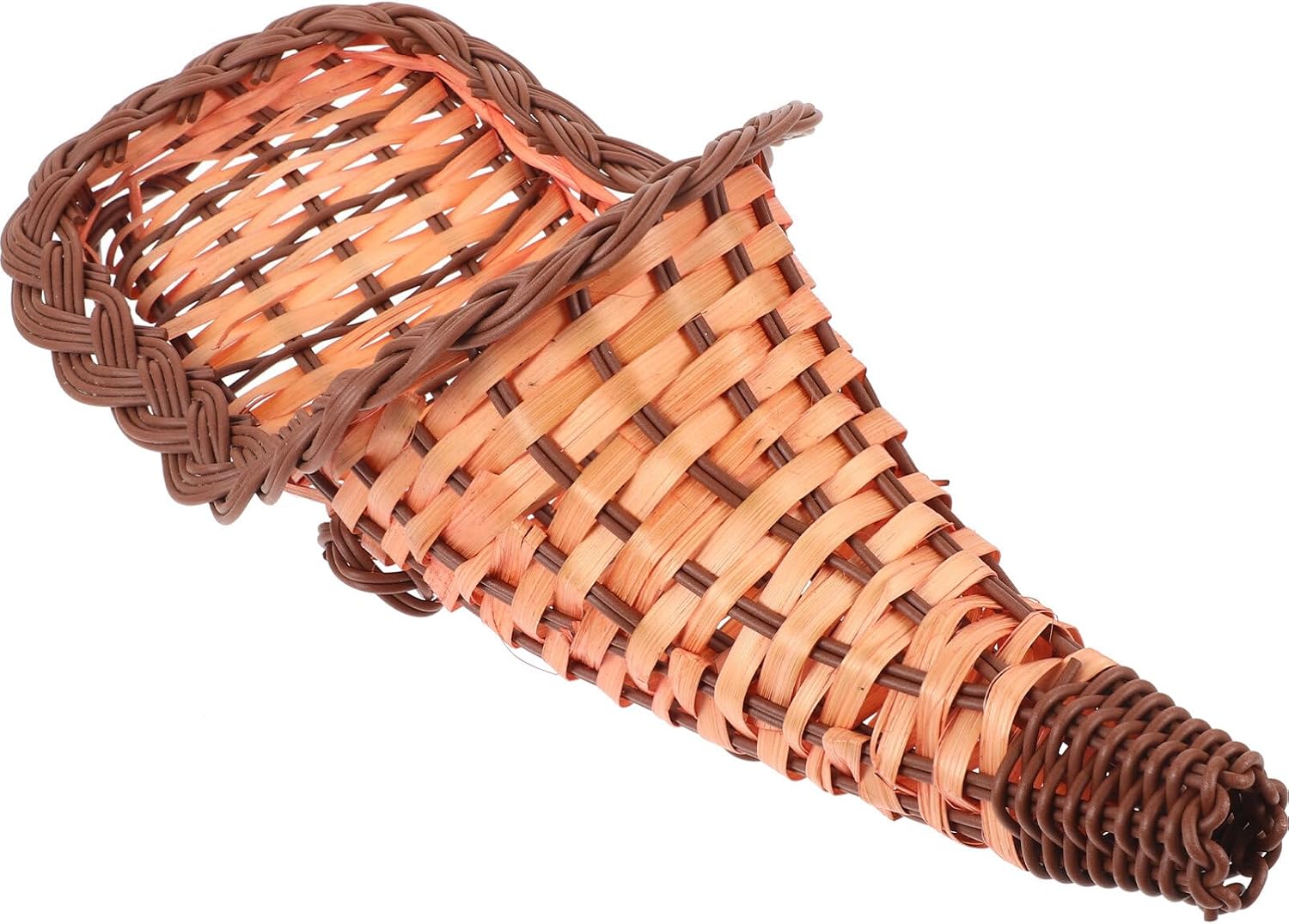 Amosfun Cornucopia Shaped Storage Basket Handwoven Food Holder for Fruits Snacks and Bread Rustic Decorative Centerpiece for Home and Restaurant Use