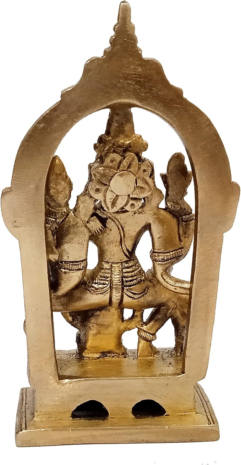 Purpledip Brass Idol Vishnu-Lakshmi (Laxminarayana) Garuda: Rare Collectible Statue for Home Temple (12502)