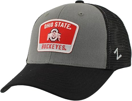 قبعة Snapback مرخصة رسميًا من Ohio State Buckeyes NCAA ذات رقعة كبيرة باللون الأسود والرمادي