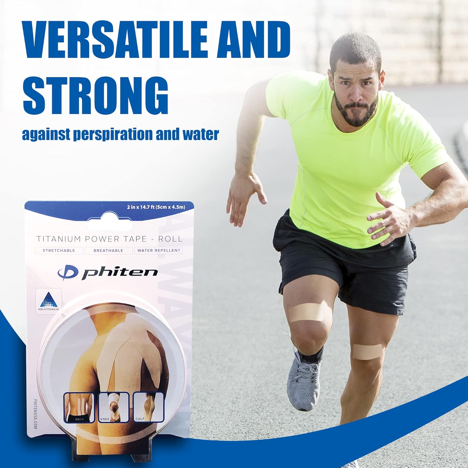 Phiten X30 Titanium Power Tape Roll - Water-Resistant Kinesiology Tape for Muscle, Knee, Shoulder and Joint Support - Professional Sports Therapeutic Athletic Kinesio Tape - Beige, 2” x 14.7’ - Image 4