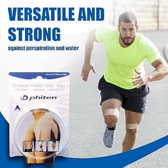 Phiten X30 Titanium Power Tape Roll - Water-Resistant Kinesiology Tape for Muscle, Knee, Shoulder and Joint Support - Professional Sports Therapeutic Athletic Kinesio Tape - Beige, 2 x 14.7