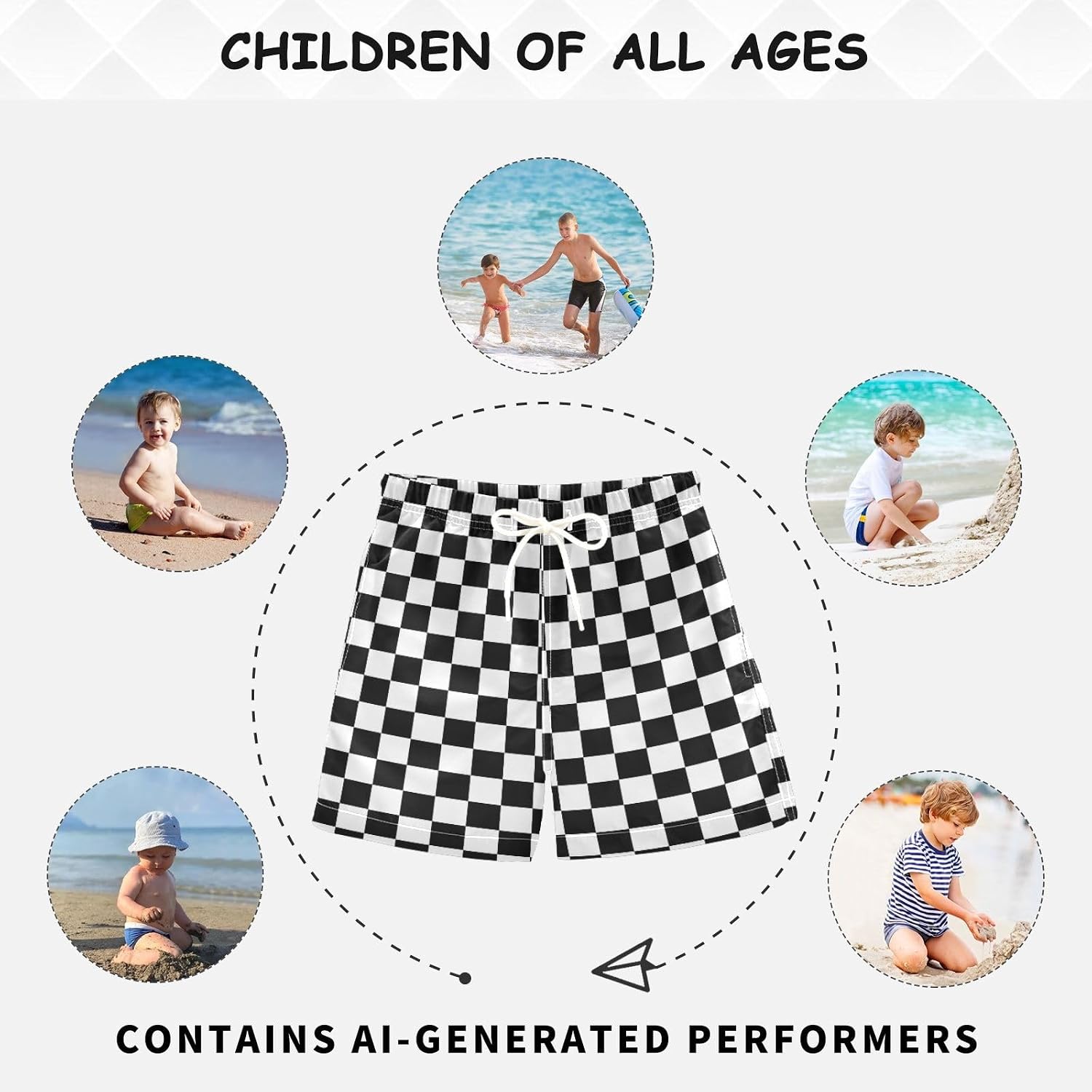 Boys Swim Trunks Black White Buffalo Check Plaid Toddler Swim Shorts Bathing Suit Swimsuit Toddler Boy Swimwear 2T 20205720