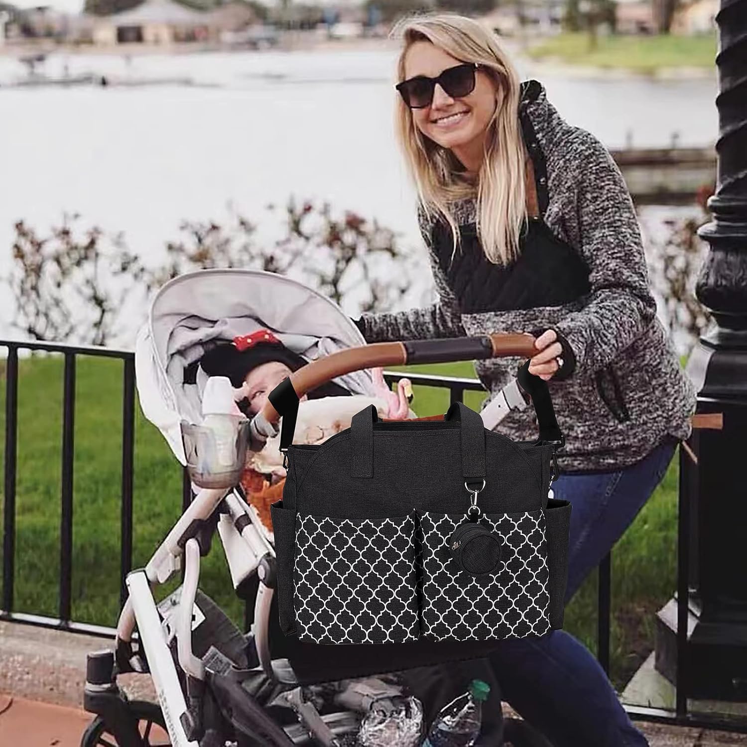 Lmbabter Diaper Bag Tote with Changing Station Upgrade Multi-Function Baby Bag with Adjustable Shoulder Strap - Image 2