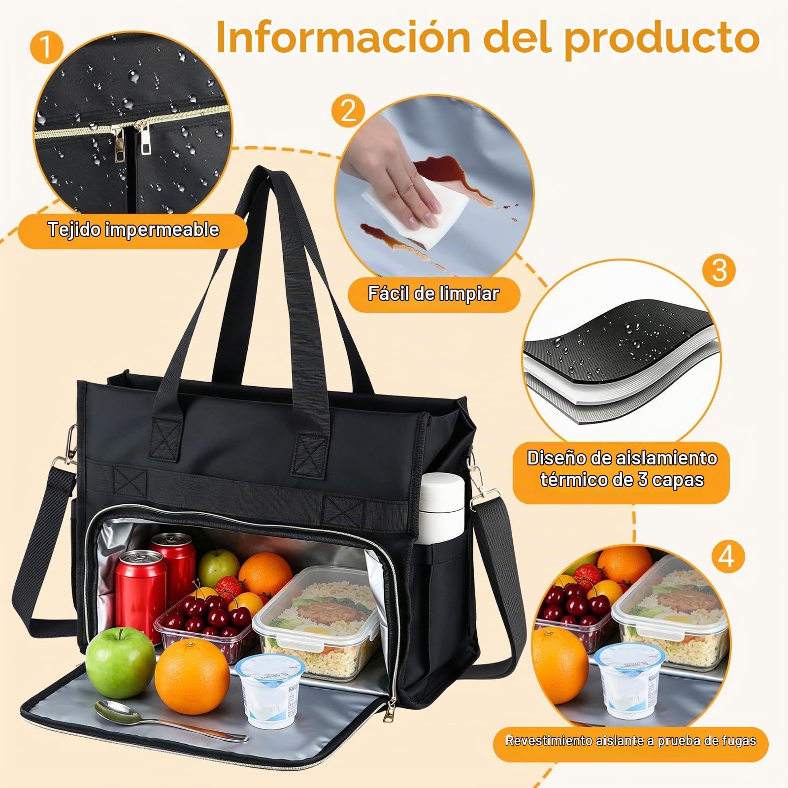 2 en 1 Bolso de Mano para Ordenador portátil de 15,6 pulgadas | Bolsa de Almuerzo para Mujer,Bolso de Trabajo Elegante con compartimento aislado para el Trabajo,la Universidad,la Oficina