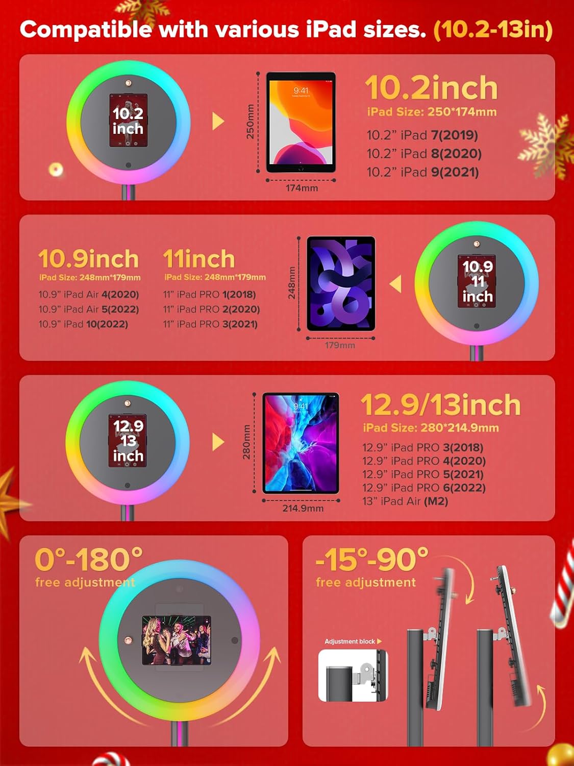 Photo Booth Machine,Portable Photo Booth Compatible Any Ipad,PhotoBooth Stand Shell with Cyratok Software,RGB Ring Light & Music Sync, Lightweight & Rolling Base Perfect for Parties,Wedding and Events