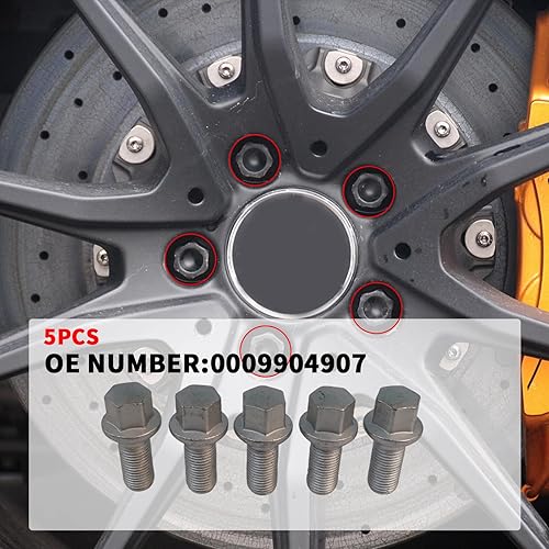 Miniatura 3 de 5 piezas M14 x 0.059 in Tornillos de rueda Tuercas para Mercedes Benz 2003-2018 A B C Clase E CLA CLS CLK GLA GLK SLC SLK SL 200 250 280 300 350 63