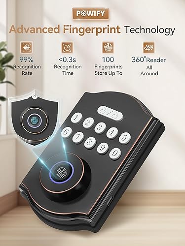 Miniatura 3 de Juego de cerraduras inteligentes de huellas dactilares, bloqueo de puerta de entrada sin llave con control de aplicación con asa, teclado