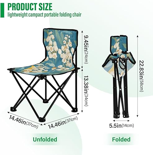 Miniatura 3 de KLL Lily of Valley - Silla plegable compacta ultraligera con fondo turquesa, bolsa de transporte incluida sillas de pesca en hielo para deportes al