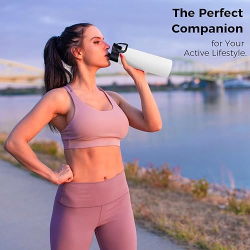 Miniatura 7 de Neihepal Botellas de agua aisladas de 22 onzas a granel, botella de agua de acero inoxidable al vacío de doble pared con tapa a prueba de fugas para