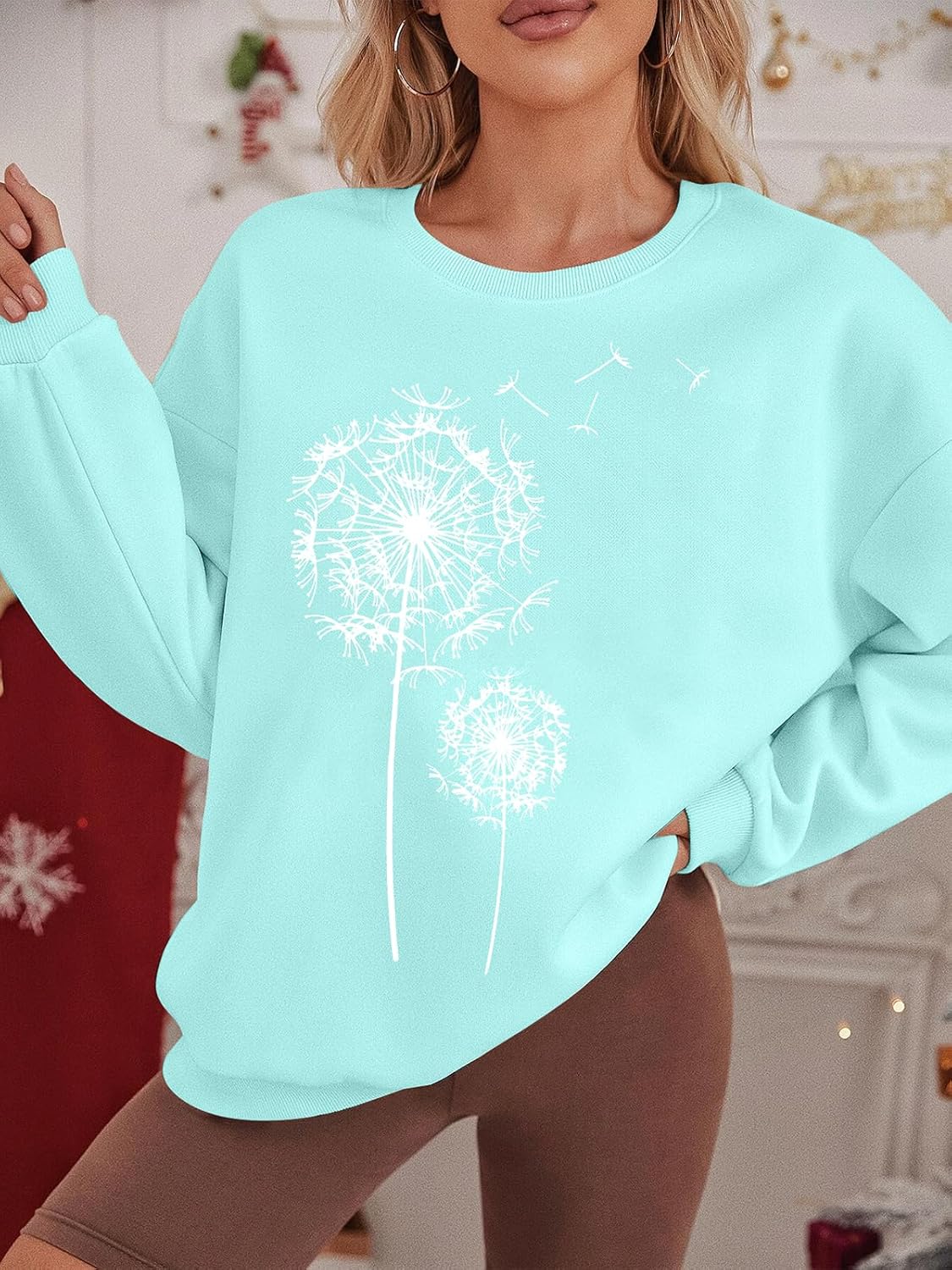 BANGELY Womens Dandelion Sweatshirt Hope Love Floral Graphic Shirt Casual Crewneck Tee Loose Long Sleeve Pullover Tops - Image 3