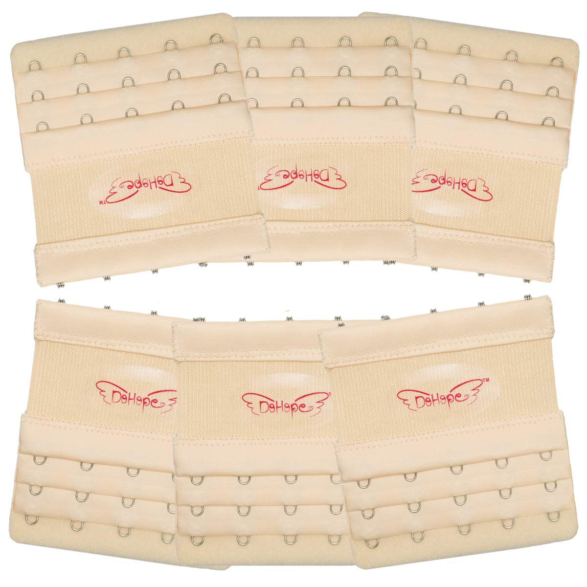 DoHopeElastic Bra Extender Strap 5 Hook 3 Row 3/4" Plus Size Bra Extension Band