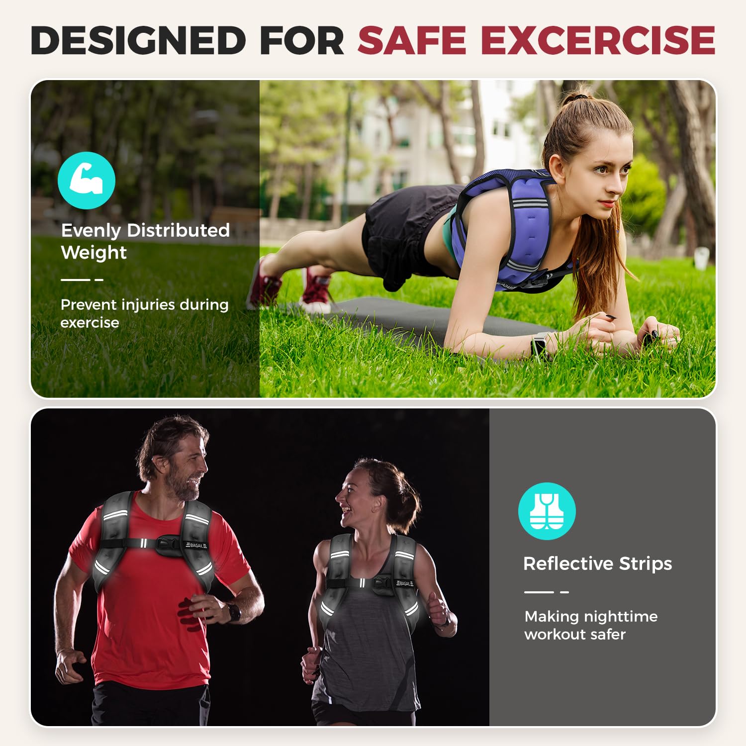 Bagail Gilet Appesantito Per l'Allenamento Della Forza, Misura Del Busto Regolabile, Comoda Tasca, Gilet Appesantito Con Sabbia di Ferro, Ideale per la palestra, lo yoga e l'aerobica