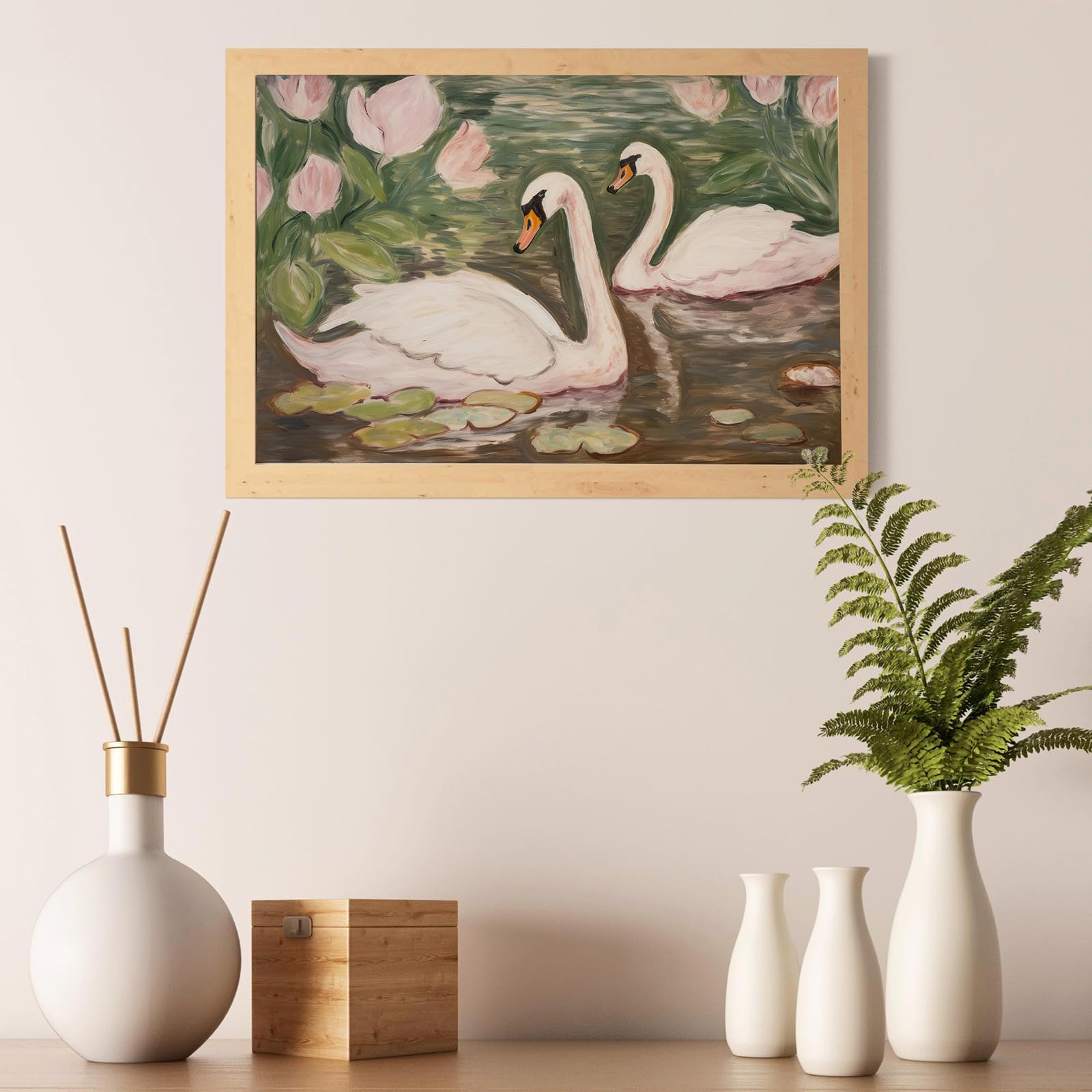 Toile à Broder Imprimée 40x50cm Cygnes - Marque Gobelin L - Tissage Pénélope - Neuf Pour Canevas