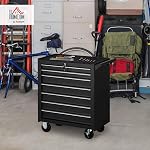 HOMCOM Rolling Tool Chest, 7-Drawer Lockable Tool Cabinet with 4 Wheels, Handle, Toolbox Storage Organizer for Garage, Workshop, Repair Shop, Black