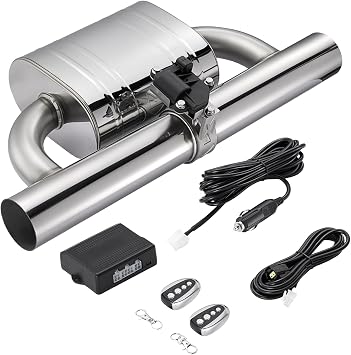 SPELAB Exhaust Cutout 3.0 Inch Universal Kit with Muffler Exhaust Valve with Muffler Cat Back Exhaust System Kit, Stainless Steel, Loudest Sound
