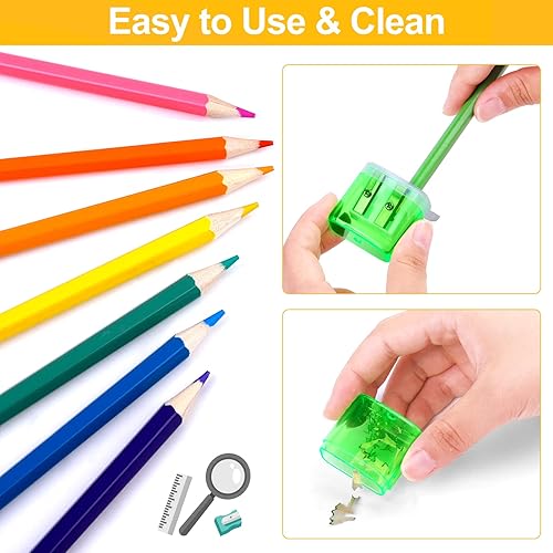 Miniatura 3 de Aodaer 60 sacapuntas manual de doble agujero para niños sacapuntas de doble agujero para escuela oficina hogar 4 colores surtidos