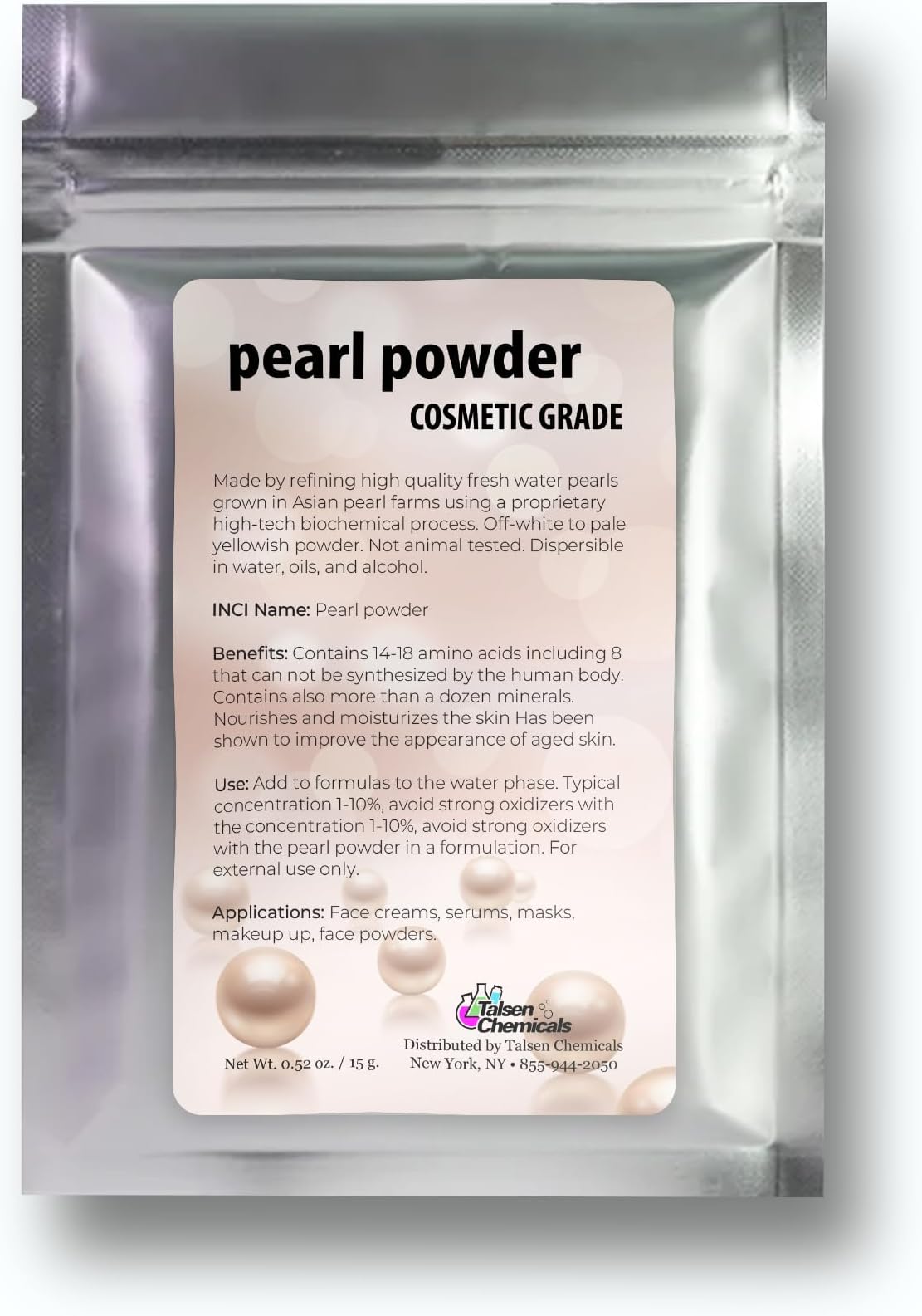 Pure Pearl Powder DIY Cosmetic Grade Pearl Powder For Face, Making Face Mask, Cream And Lotion (0.5 Ounce / 15 gram)
