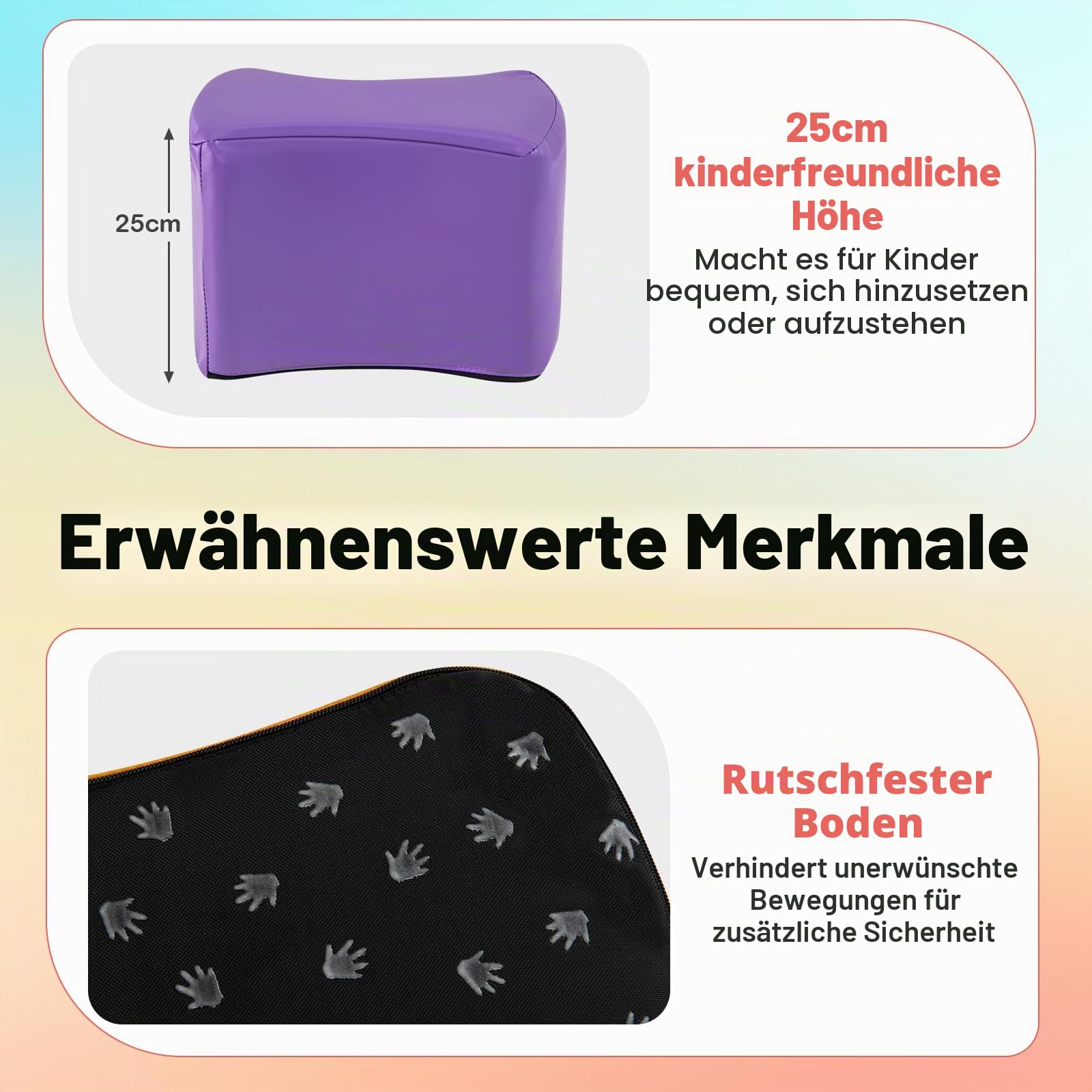 LIFEZEAL 6er Set Kinderhocker, Sitzhocker aus Schaumstoff, Kinder Fußhocker mit Bezug aus Kunstleder, Polstermöbel Kinderstuhl für Kinderzimmer, Kindergarten, Babyzimmer
