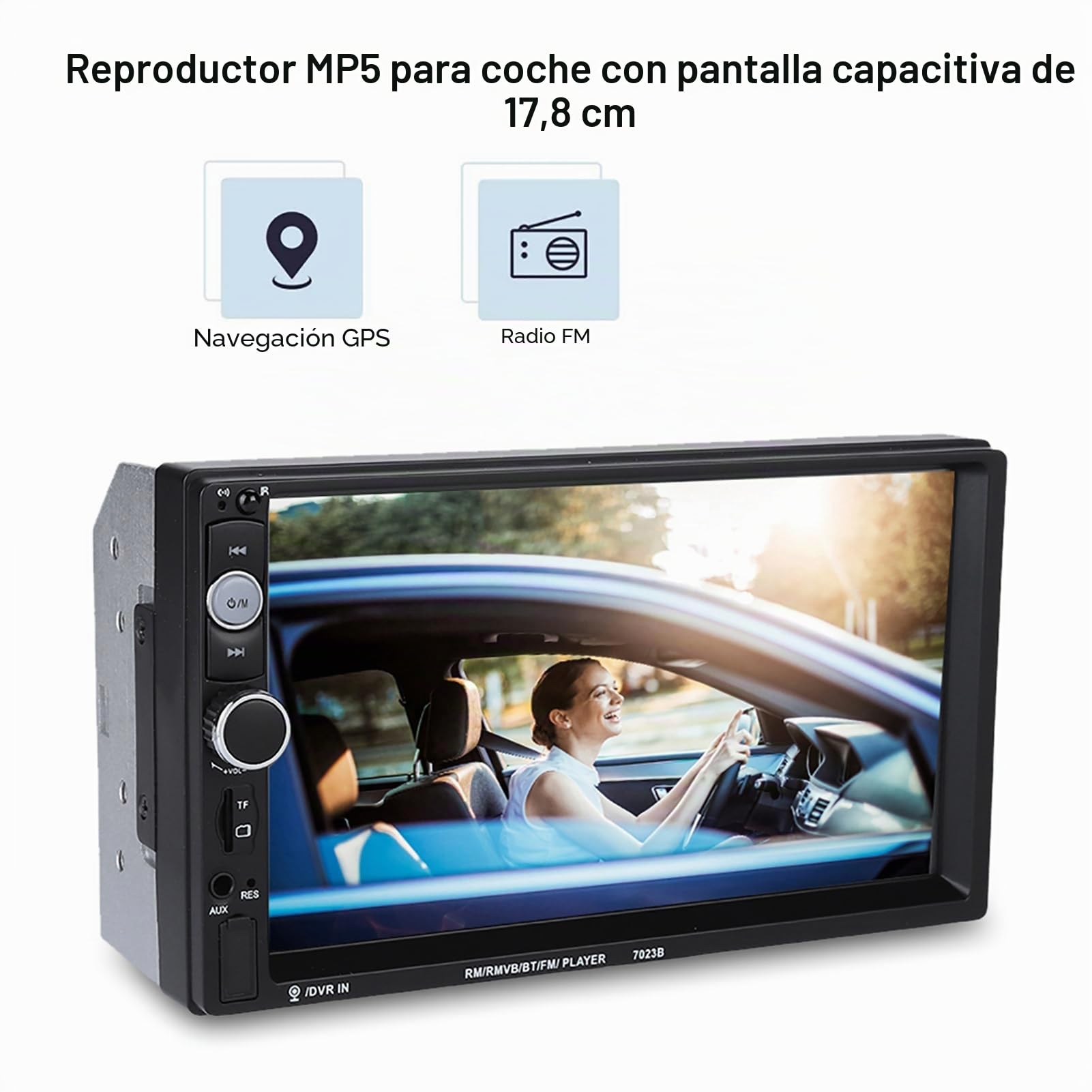 KIMISS 7 Pulgadas MP5 para Coche, Pantalla Táctil Double DIN, Bluetooth, Radio FM, Compatible con Cámara Reversa, Reproductor Multimedia