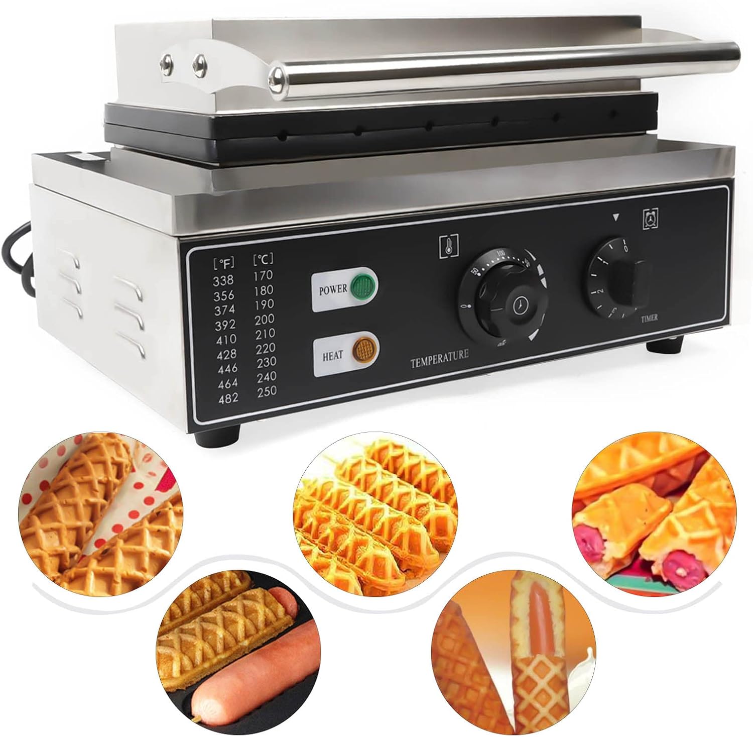 Commercial Electric Waffle Maker, 110V 1500W Non-Stick...