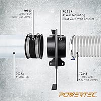 Vista 3 de POWERTEC 70357 Puerta de ráfaga de montaje en pared de 4 pulgadas con soporte para colector de polvo, accesorios de recolección de polvo, 1 paquete