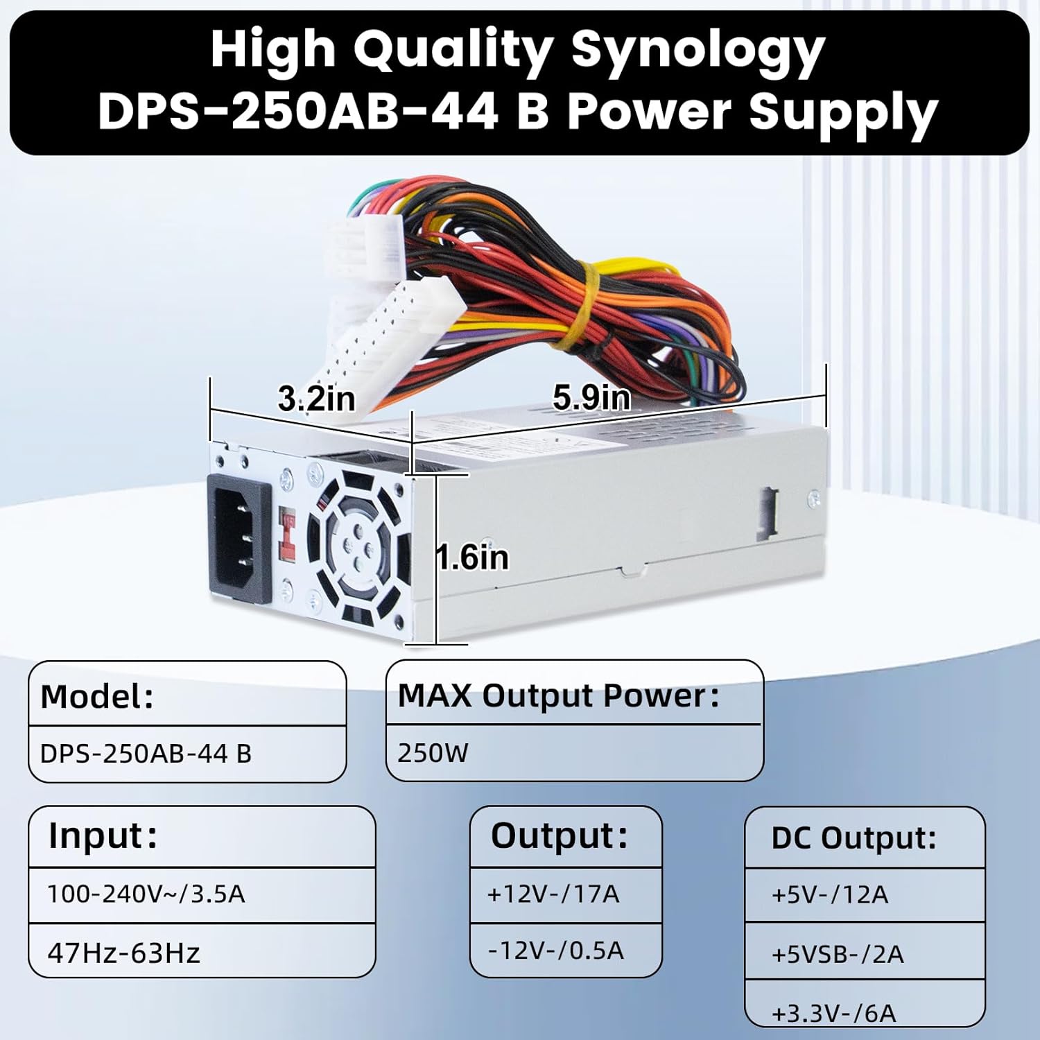 LXun Upgrade NEW 250W DPS-250AB-44B Power Supply Compatible with Synology DS1815+ 250W Power Supply DS1812+ DS1513+ DS1512+ DS1511+ DS1813+ DS1515+ RS814 +RS815 DS2015xs QNAP TS531 PowerSupply