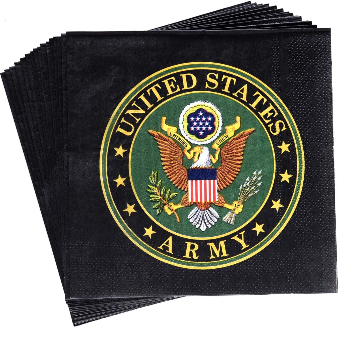 Havercamp US Army Party Bundle | Dinner & Dessert Plates, Luncheon & Beverage Napkins | Great for Homecoming Party, Military Inspired Event, American Hero Themed Occasion