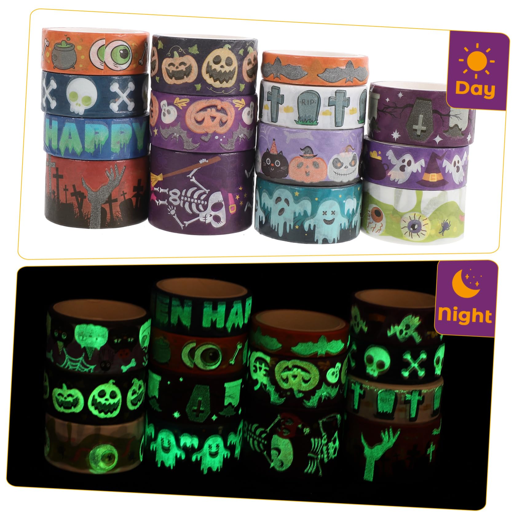 SHINEOFI 5 Series Cinta Festiva Víspera De Todos Decoración De Halloween Embalaje Cinta Con Tema De Halloween Cinta Washi Para Álbumes De Recortes 14 Rollos*5