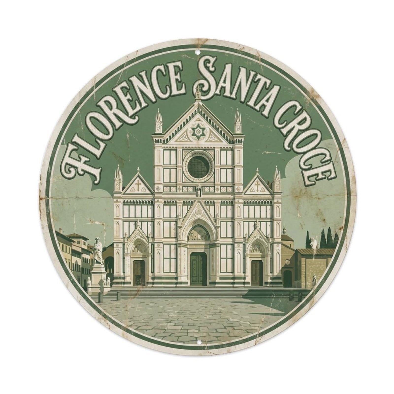 Olhnbad Style Florence Basilica Route Travel Classic Heritage Metal Tin Sign