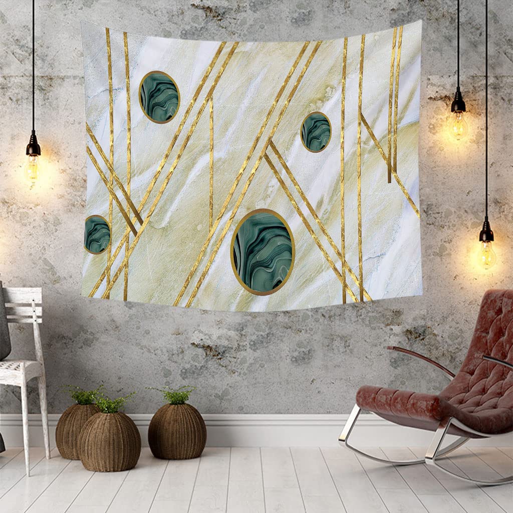Tapiz Tela Pequeño De Suelo para Piscinas Rectangulares Oro Arte Geométrico Textura Mármol Tapices Indios Pared Paisajes para Decoración Sala Estar del Dormitorio 59x59 Inches