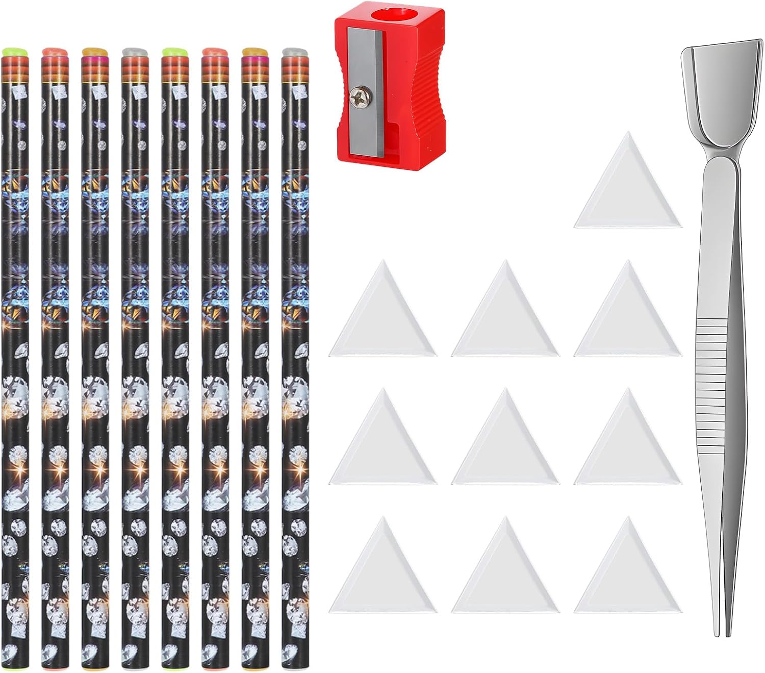 20 Pcs Wax Pencil for Rhinestones Kit 8Pcs Rhinestone Picker Tool | Including 8Pcs Rhinestone Picker Tool 10Pcs Tray,Pencil Sharpener and Tweezers Gem Pick up Tools for Nail Art DIY