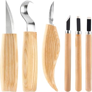 Wood Whittling Kit 6PCS Professional and High Performance Stainless Steel Tools Set ​for Beginner Carving for Adults and Kids Beginners Wood Carving Kit Set