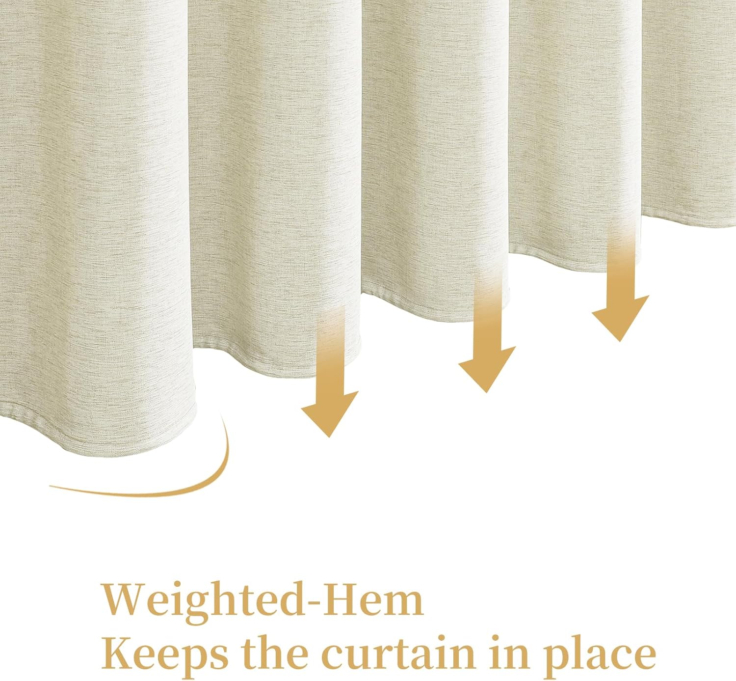 Linen Shower Curtain, Heavy-Duty Linen-Texture Fabric Shower Curtain with Weighted Hem That Reduces its Blowing, Soft Waterproof Shower Curtains with 12 Stainless Steel Hooks for,60.2"x72"(Beige)