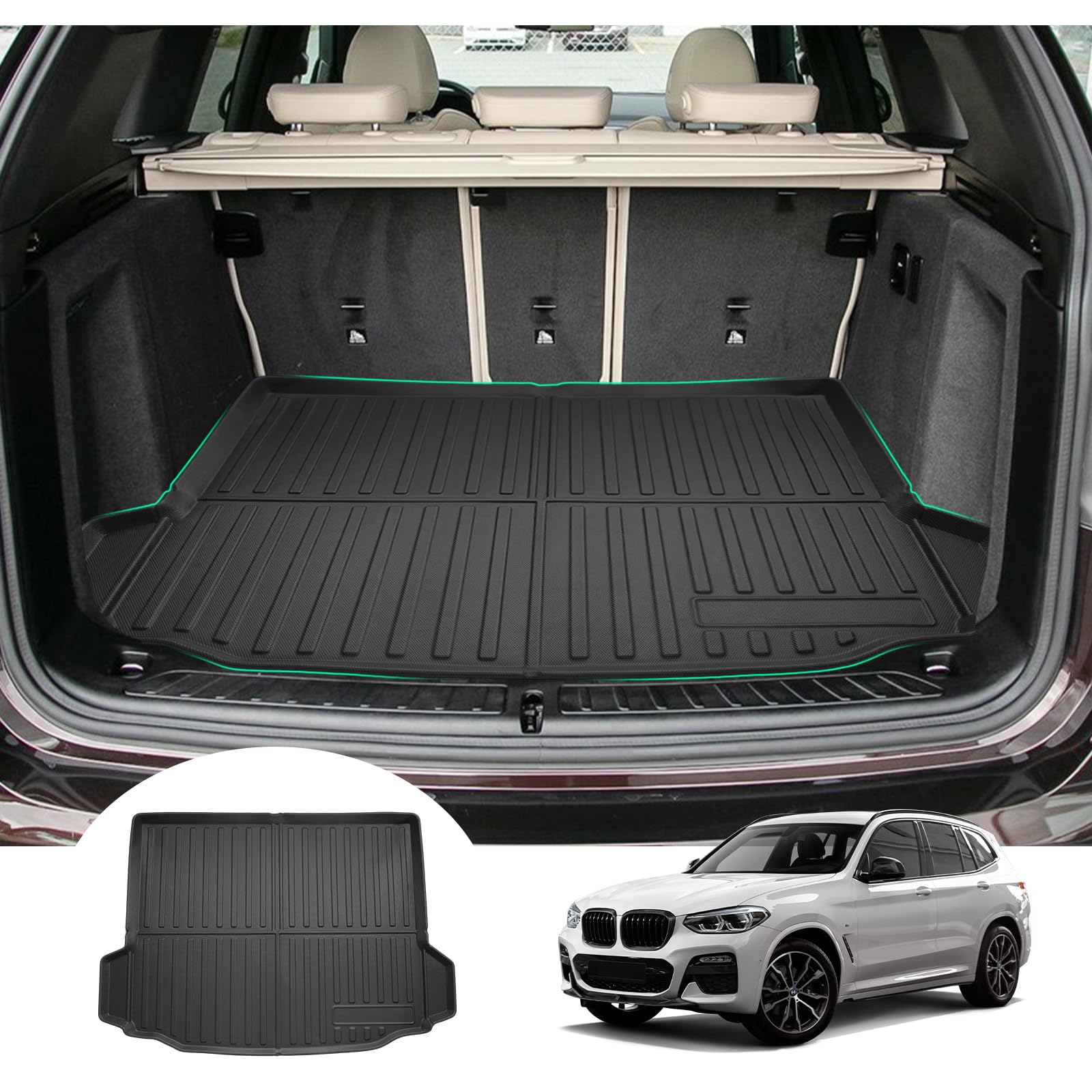 GAFAT Mata do bagażnika, kompatybilna z BMW X3 G01 iX3 / X4 G02 2018-2024, łatwa do złożenia, wanna bagażnikowa TPE na każdą pogodę, oryginalne skanowanie 3D, wysoka krawędź, wielofunkcyjna, akcesoria