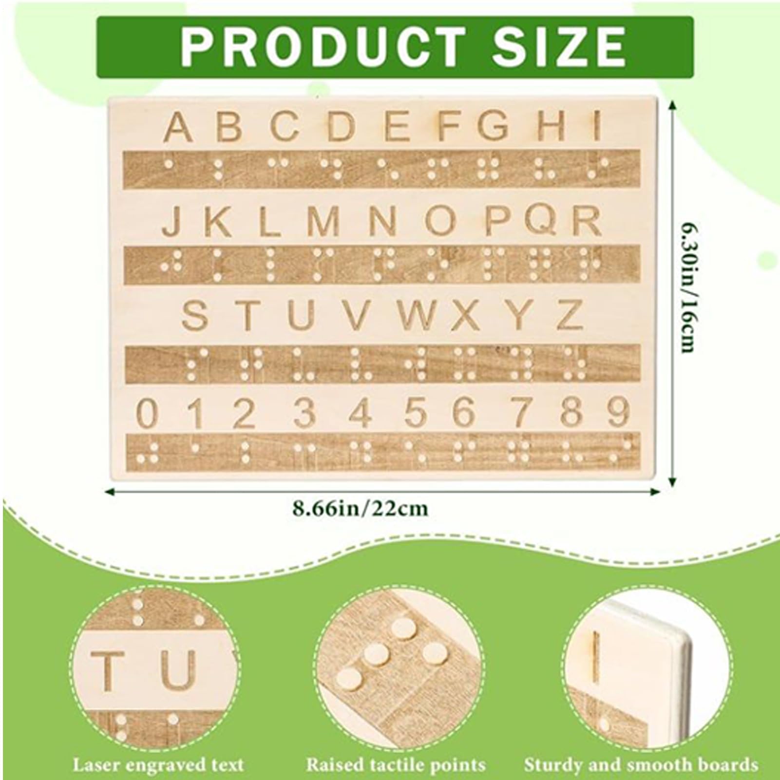 Lavagna Braille, Con Scrittura Fronte-retro, Materiale In Legno E PVC, Kit Di Formazione Alfabeto Braille, Strumento Di Lettura Educativo, Facile Progettazione Autodidatta, Per Bambini, Adolescenti, A
